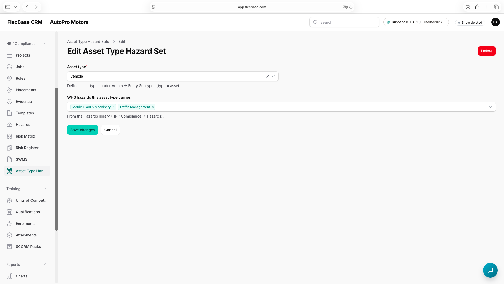 Asset Type Hazards — how to use