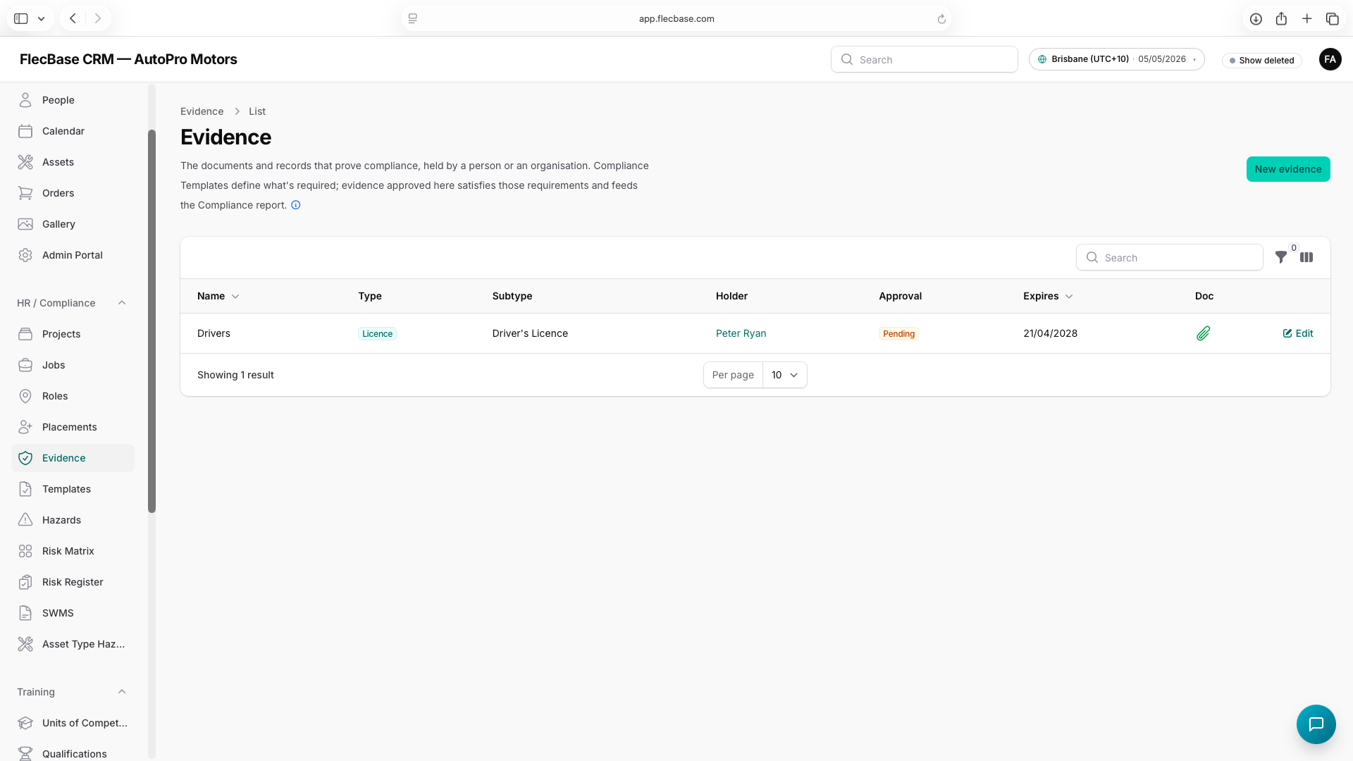 Evidence — overview