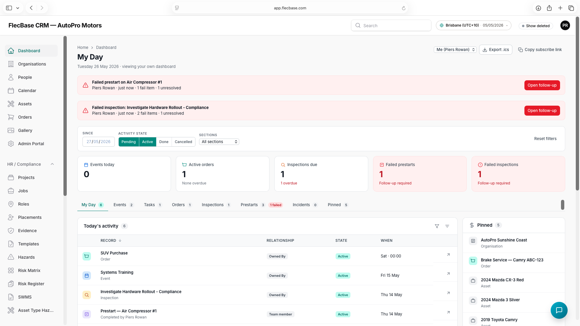 Home — web CRM + mobile app