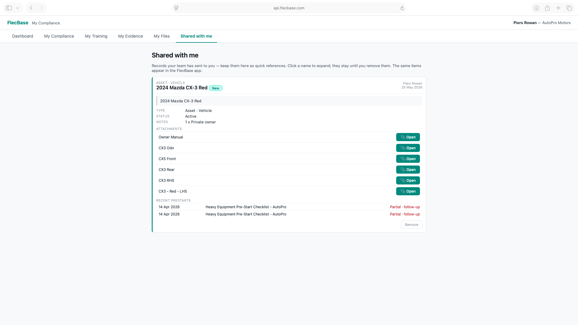 Worker portal — Shared with me