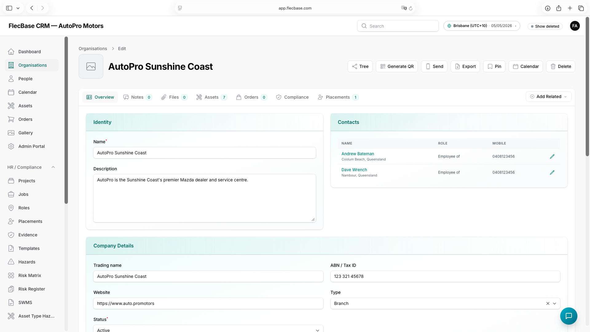 Organisations — overview