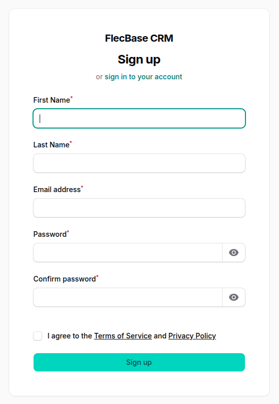 Registration form